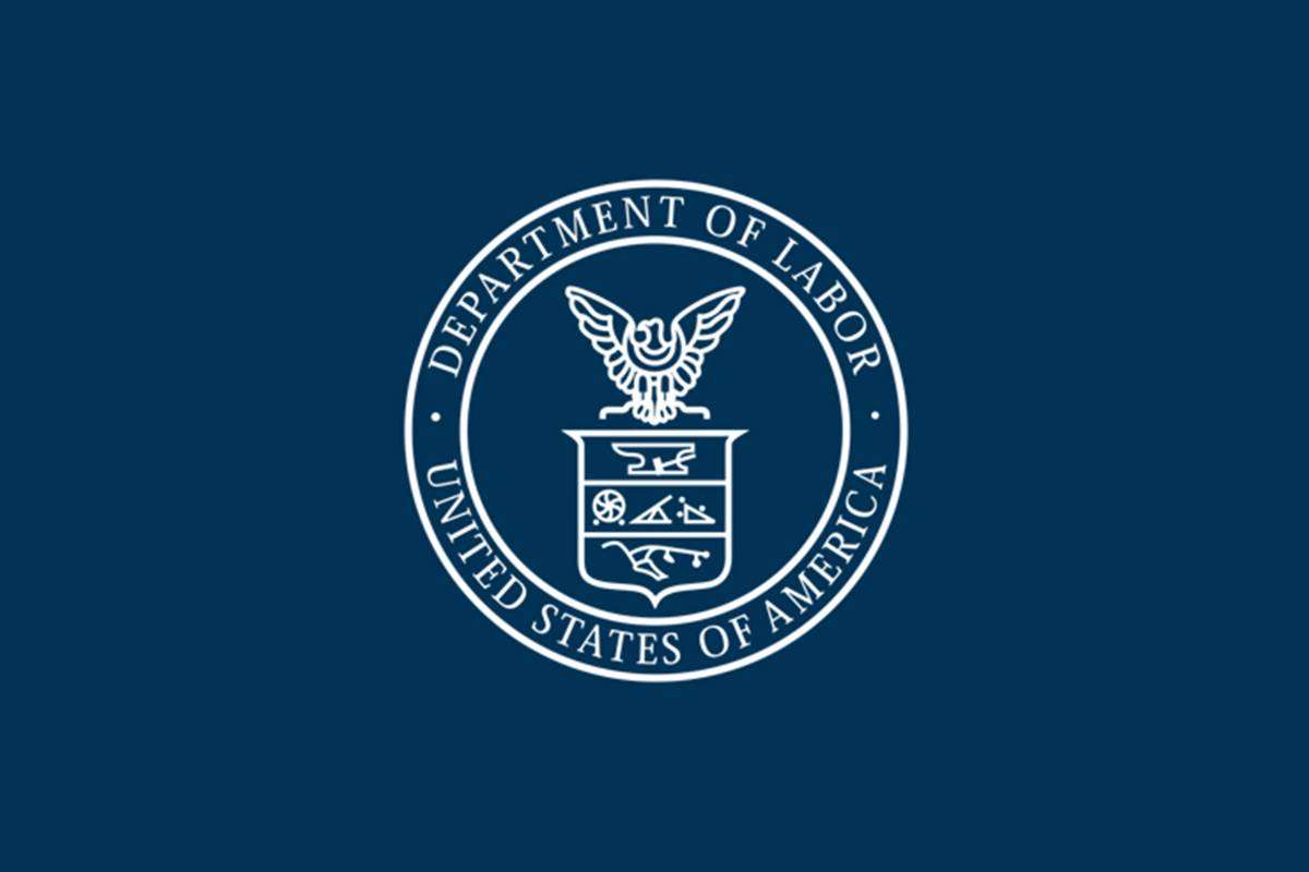 Department of Labor Logo overlaid on dark blue background
