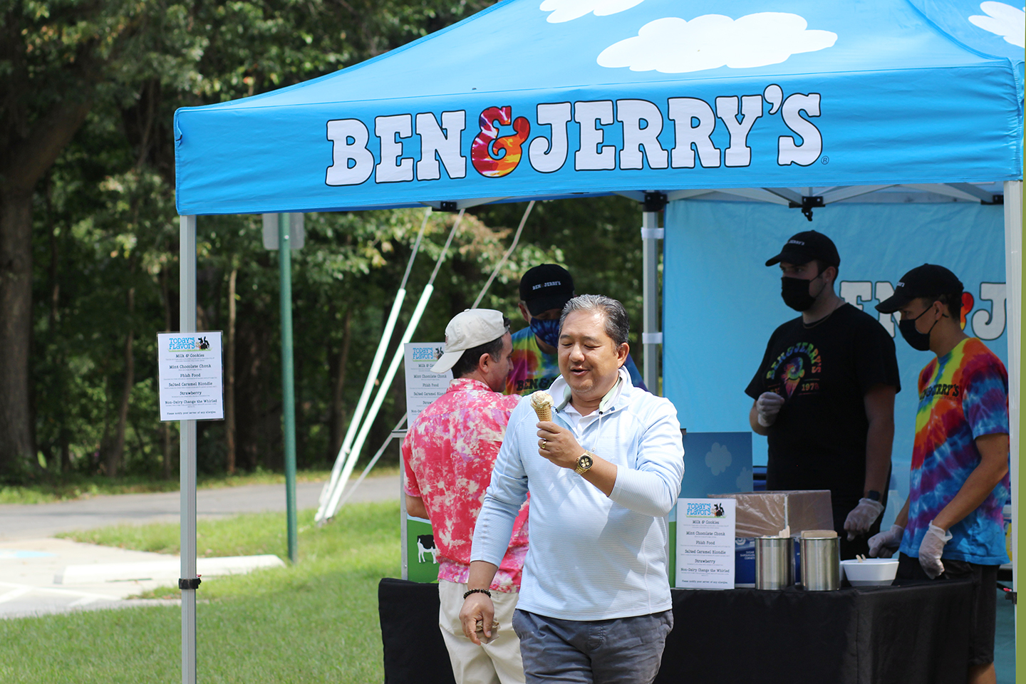 Synergist enjoying Ben & Jerry's catered ice cream at company picnic