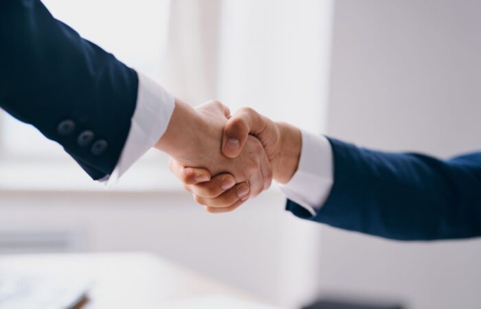 Two business people shaking hands